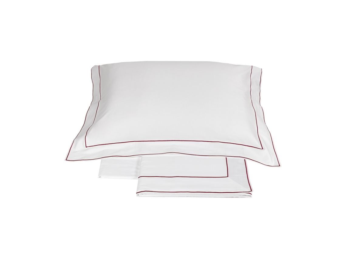 Completo Letto Matrimoniale Fazzini Raso Di Cotone 300 Tc Bianco-burgundy