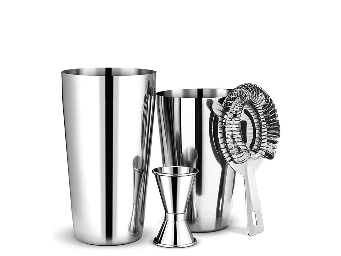 Ferramenta Conjunto de Coqueteleira Boston Três Peças em Aço Inoxidável 750/600 Kit Manutenção Bar com Latas Coqu 