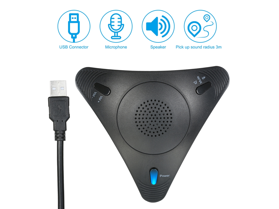 Micrófono Usb Para Ordenador Con Altavoz, Plug Play, Control De Volumen Y Función De Silencio Para Reuniones Y Vídeo.