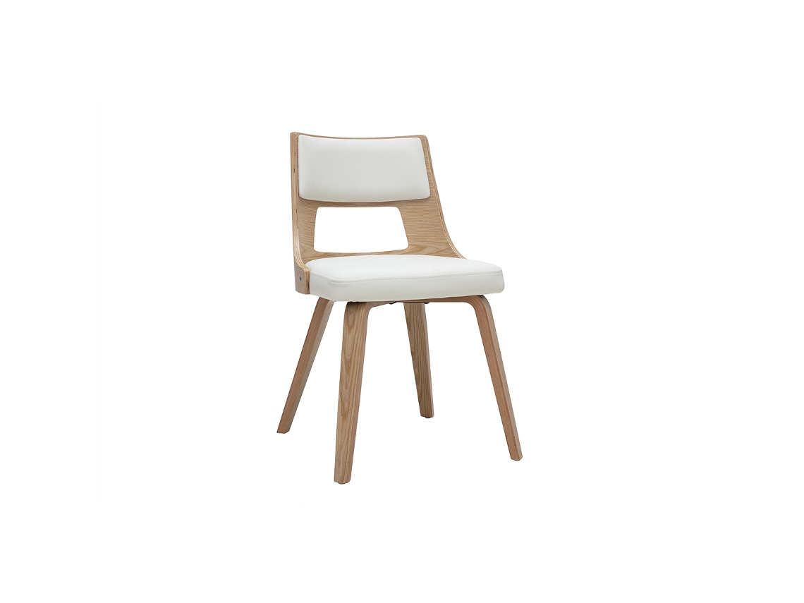 Silla Escandinava Blanca Y Madera Clara Garbo Miliboo