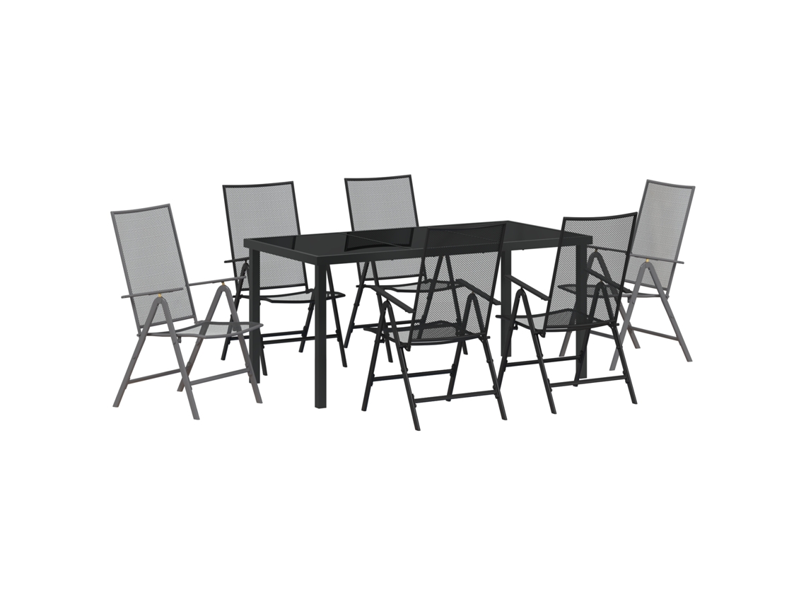 Conjunto de comedor de jardín Vidaxl de 7 piezas, acero antracita
