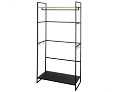 MAX HOME Armario abierto madera y acero 2 estantes 83x39x167 cm