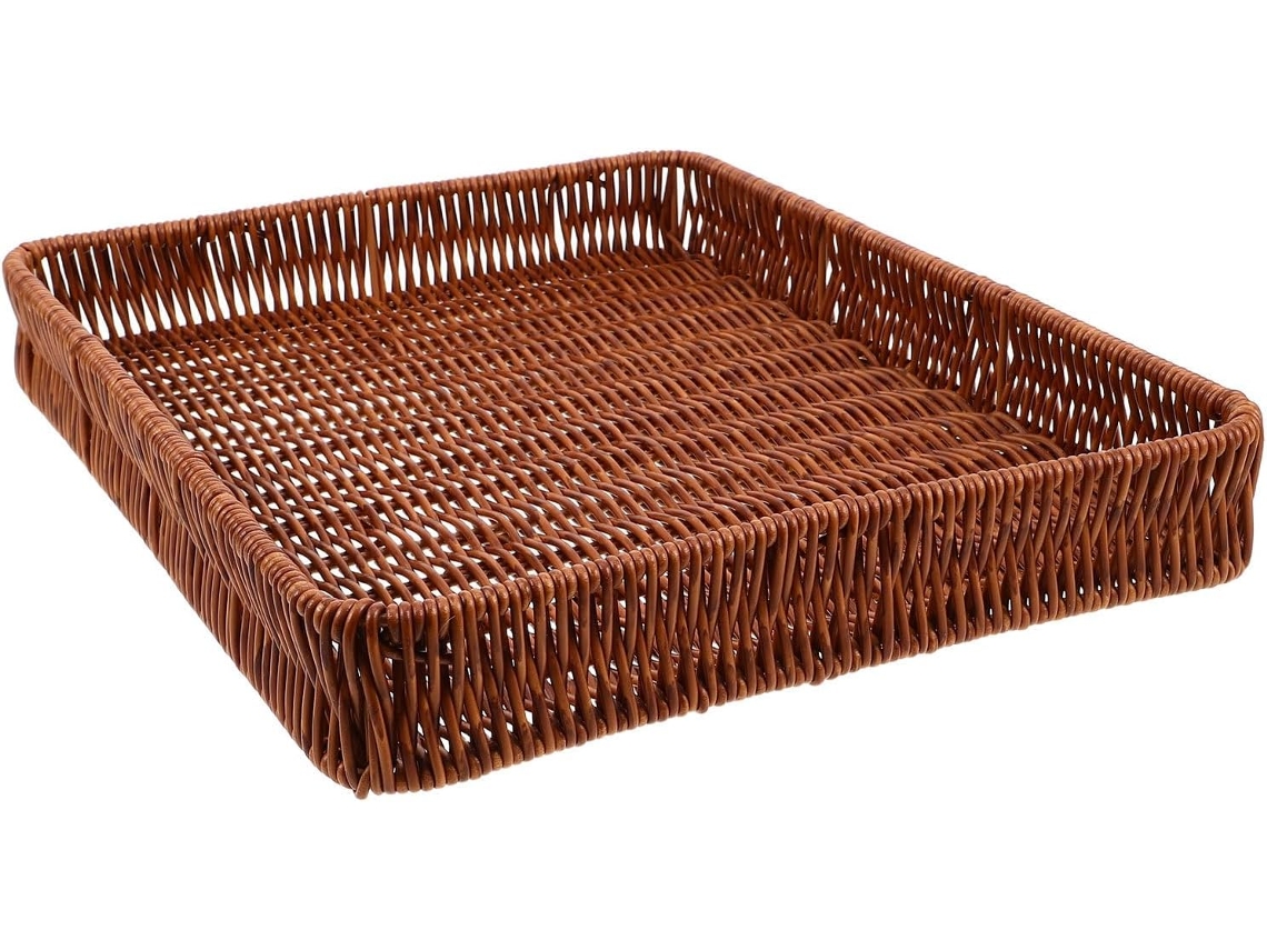 Cesto De Plástico Para Frutas E Legumes Com Imitação De Rattan.