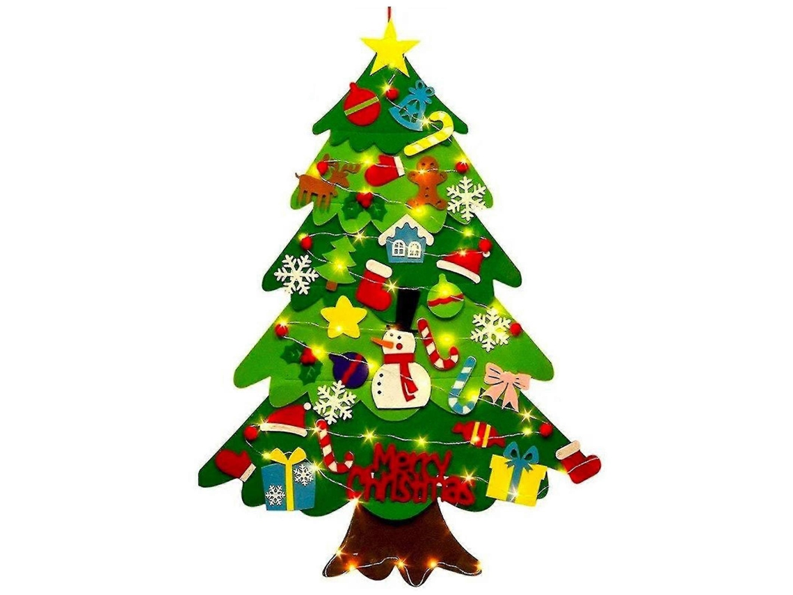 Árbol de Navidad de fieltro DIY para regalar a niños, con 32 adornos navideños desmontables de Hengjian.