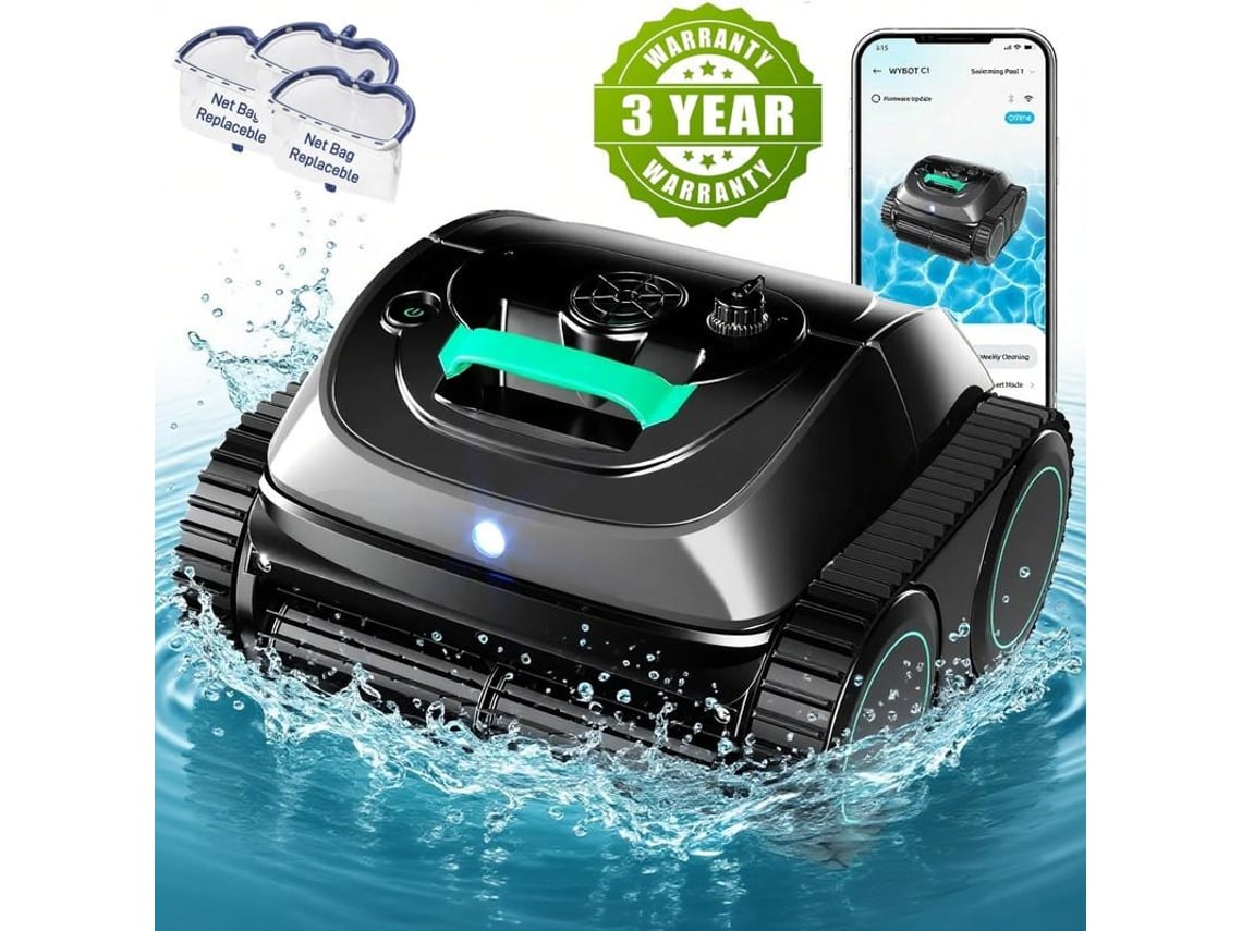 Robot Aspirador de Piscina Inalámbrico WYBOT C1 Limpieza Completa Tamaño Ideal de Piscina Hasta 1615 ft² Ciclo de Trabajo Hasta 150 Minutos