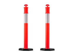 Postes de tráfico Succebuy (2 unidades, base de 1140 mm, con peso y banda reflectante, color rojo)