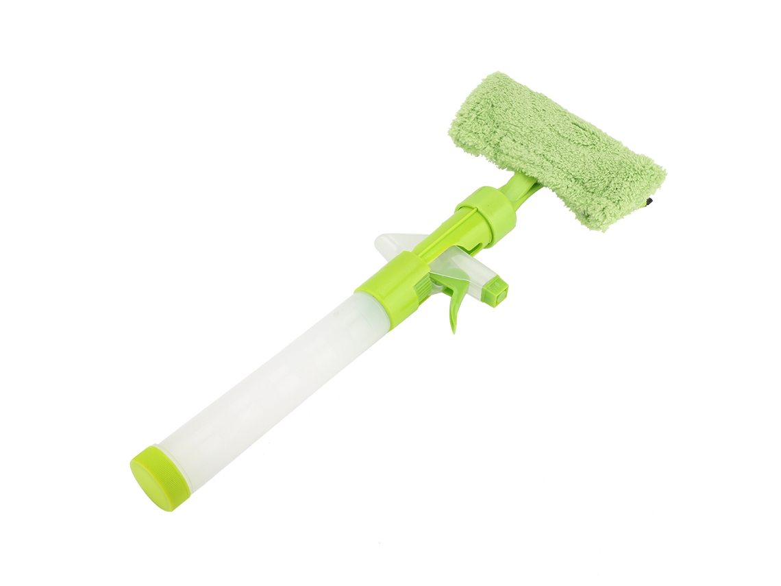 Toalla de microfibra para limpiar ventanas, casa y coche, con pulverizador y cepillo (verde)