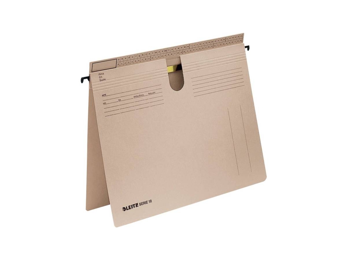Archivadores colgantes Leitz Serie 18, cartón Manila 250 g/m², gris. Para el mercado alemán/luxemburgués/austríaco/chino. 50 unidades. Esselte Leitz (1814 00 85).