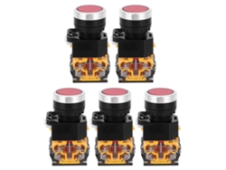 5 Interruptores Pulsadores Autoblocantes De 22 Mm, 37 V-440 V, Sin Luz (rojo)