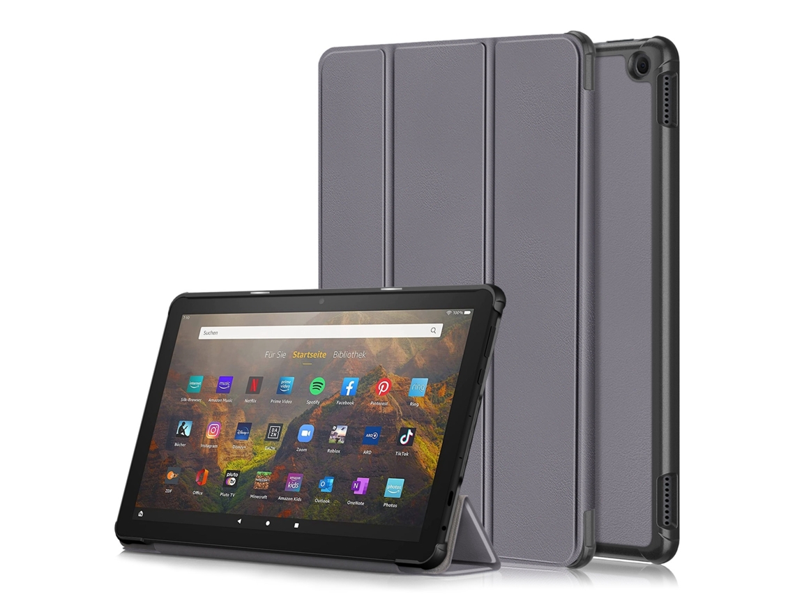 Funda Yuysan para Amazon Fire HD 10 2023 Pure Color con 3 pliegues (gris)