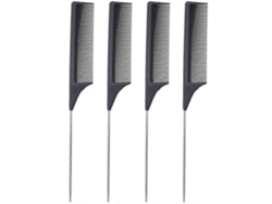 Accesorios de barbería: Peine de mango largo para separar y peinar el cabello, se desliza suavemente por el cabello (4 piezas)