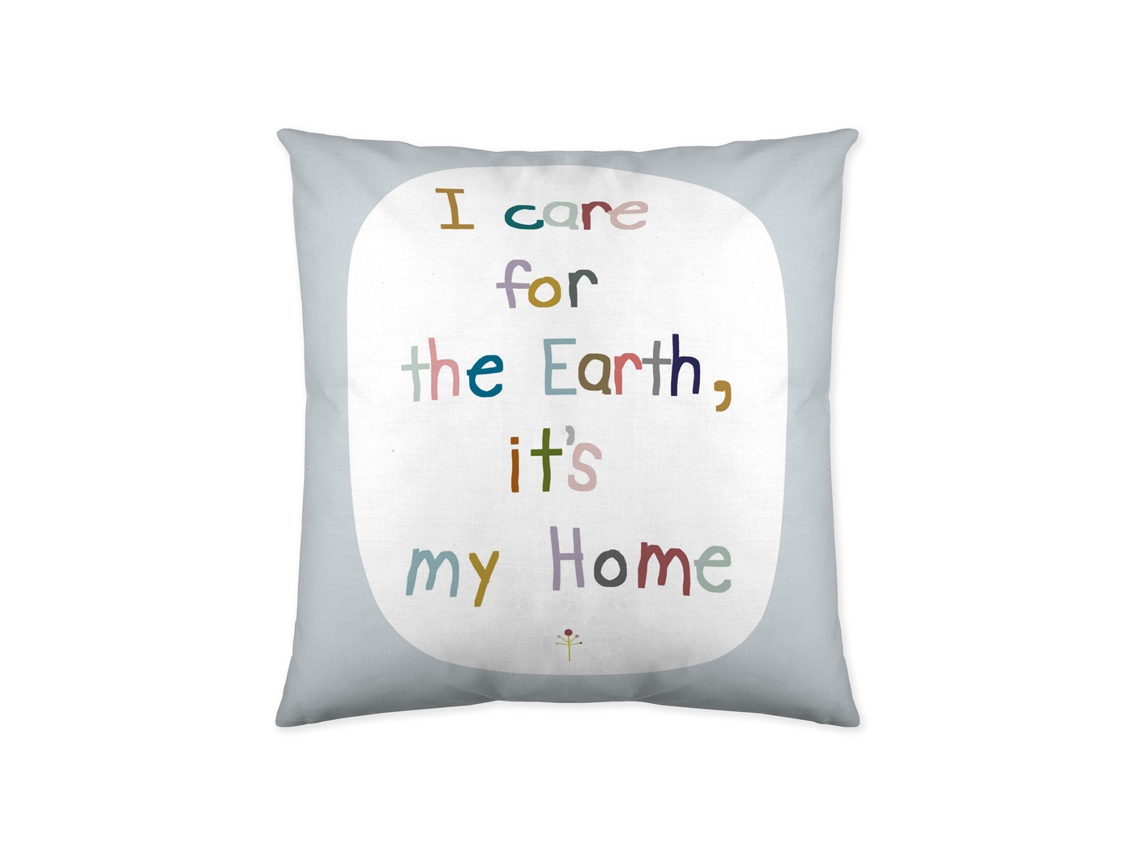 Funda cojín estampado sin relleno 40x40 cm algodón extra suave fabricado en España Save the Earth HACIENDO EL INDIO