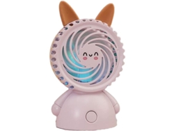 Ventilador Portátil Recargable Por Usb Con Luz, Diseño De Conejo De Dibujos Animados, Para Estudiantes, Verano, Rosa, 1 Unidad