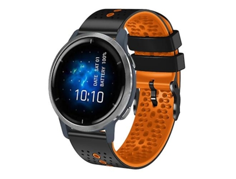 Correa De Reloj Inteligente Para Garmin Venu 2, Correa De Silicona Bicolor Perforada, Color Negro Y Naranja, 22Mm VENISYMLIS