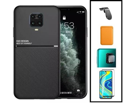 Kit Funda Magnetic Lux, Magnetic Wallet Naranja, 5D Full Cover, Protector de Cámara Trasera y Soporte Magnético L Safe Driving Coche Xiaomi Redmi N...