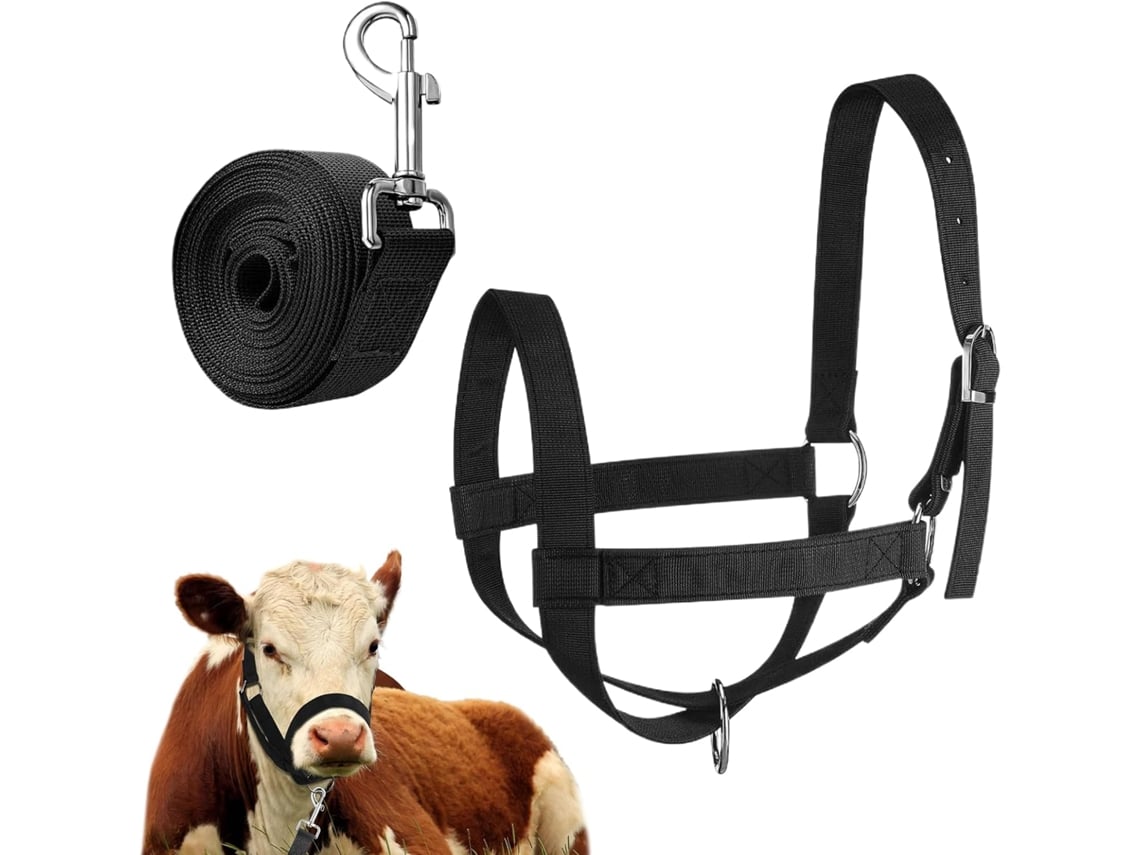 Cabestro para terneros – Cabestro de cuerda resistente, arnés ajustable para ganado
