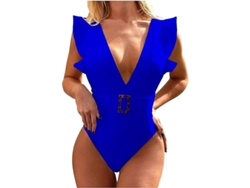 Traje De Baño De Una Pieza Con Control De Abdomen Y Estampado Fruncido Para Mujer Con Copas Acolchadas.