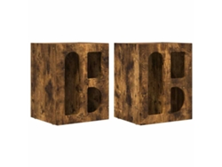 Juego de 2 mesitas de noche de roble ahumado con MAISON EXCLUSIVE (40x35x50 cm)