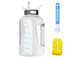 Botella De Agua Deportiva De 1,5 L Con Temporizador Y Pajita Sin Bpa Para Acampar, Entrenar, Correr Y Andar En Bicicleta.