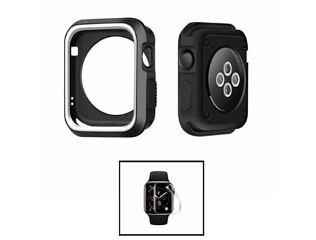 Kit Carcasa de Protección Reforzada + Protector de Hidrogel para Apple Watch Series 8 Aluminum - 45mm GIFT4ME Negro/Blanco