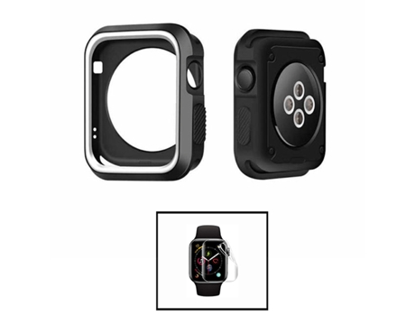 Kit De Funda De Protección Reforzada Con Película De Hidrogel Para Apple Watch Series 9 45Mm Negro/Blanco