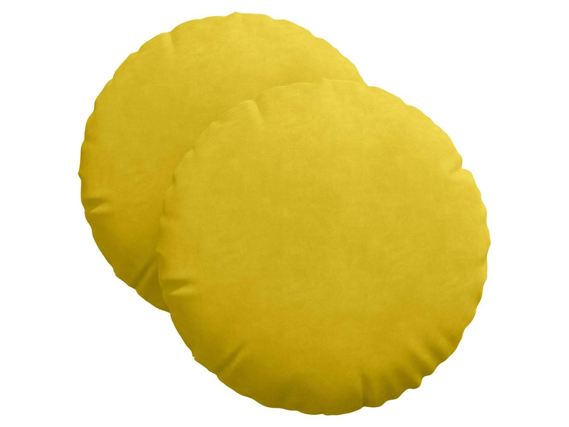 Cojines Para Asiento 2 Uds Amarillo Ø 40 X 13 Cm Terciopelo