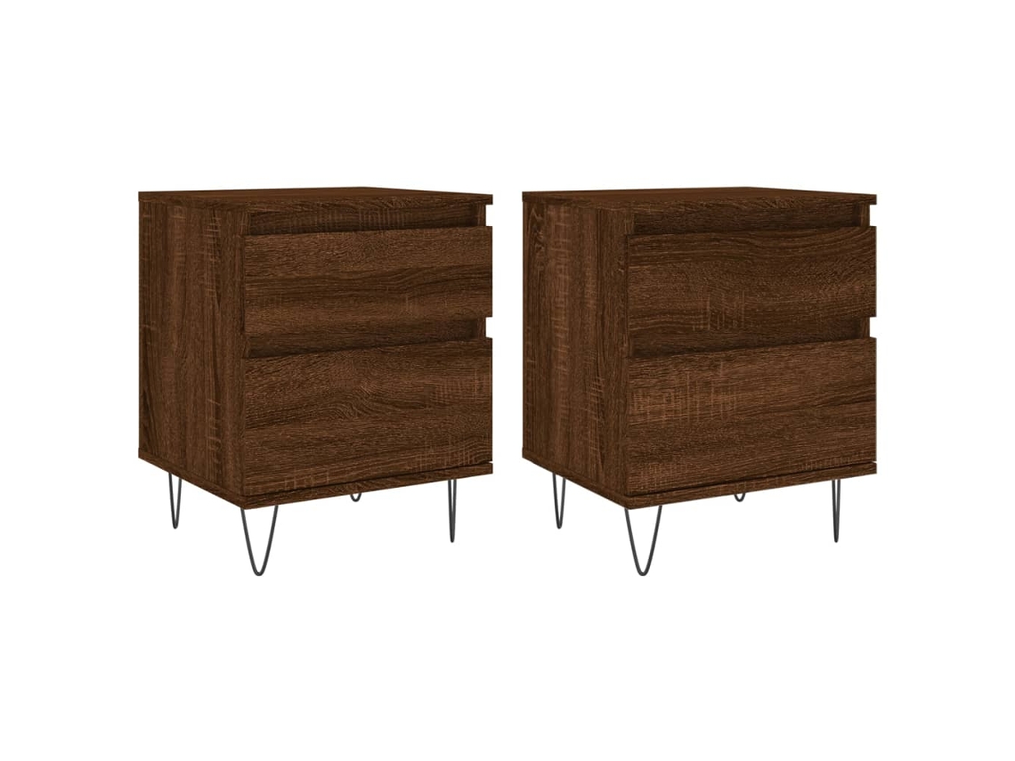 Maison Exclusive - Mesitas Noche 2 Uds Madera Ingeniería Marrón Roble 40x35x50 Cm