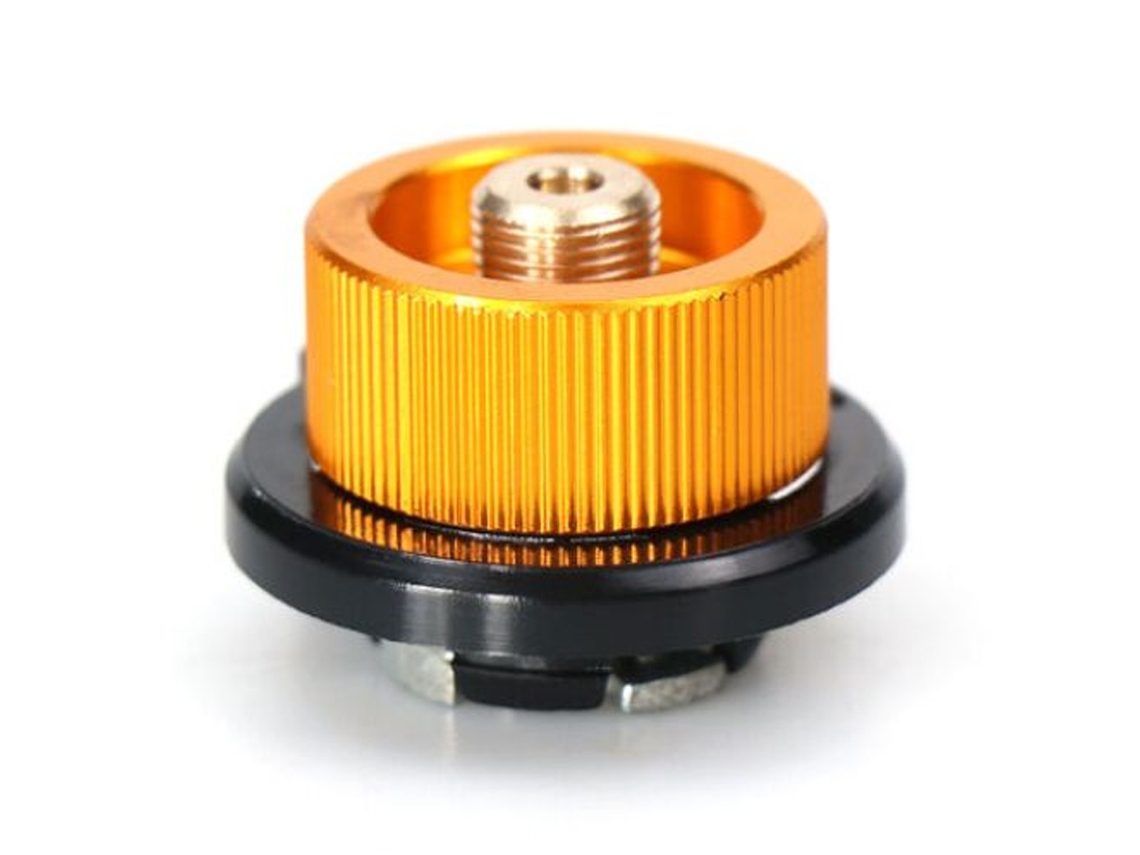 Adaptador de cartucho de combustible de butano para acampar portátil que garantiza una sujeción segura para tus aventuras al aire libre.