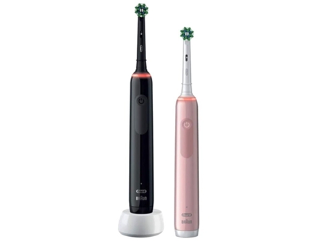 Paquete De 2 Cepillos De Dientes Orales-B Pro 3 3900 Negro Y Rosa