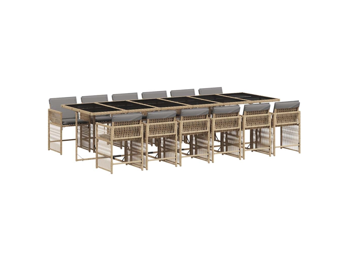 Maison Exclusive - Set Comedor De Jardín Con Cojines 13 Pzas Ratán Sintético Beige
