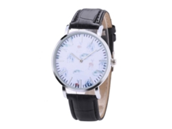 Reloj De Pulsera De Cuarzo Para Estudiantes Con Correa De Cuero Pu Redondo Y Moderno (negro)
