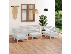 Conjunto de salón de jardín de 7 piezas de pino macizo blanco Dkd Home Decor