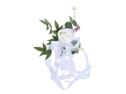 Silla de boda de estilo nórdico decorada con flores artificiales para fiestas de cumpleaños y sesiones de fotos - Blanca