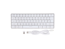 Teclado 3 Modos Silencioso 61 Teclas Rgb Wireless Bluetooth Wired Para Laptop Celular Tablet Branco