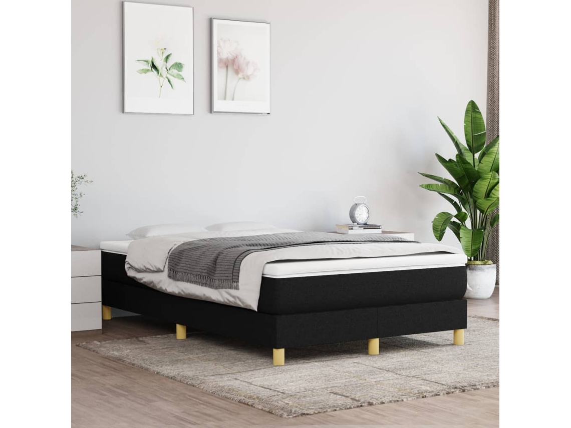 Cama Box Spring Con Colchón Tela Negro 120x200 Cm
