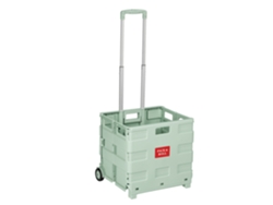 Carrito De La Compra Relaxdays, Plegable, Cesta De Polipropileno Y Estructura De Aluminio, Compacto, Color Salvia