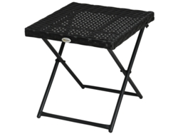 Mesa Plegable De Acero Negro Para Porche, Fabricada En Poliratán, 40x40x40cm.