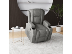 Sillón Masaje Eléctrico Simurq Tela Acolchada Gris 93x102x105cm Power Lift 8 Puntos Masaje Calefacción Usb Portavasos Sala Estar