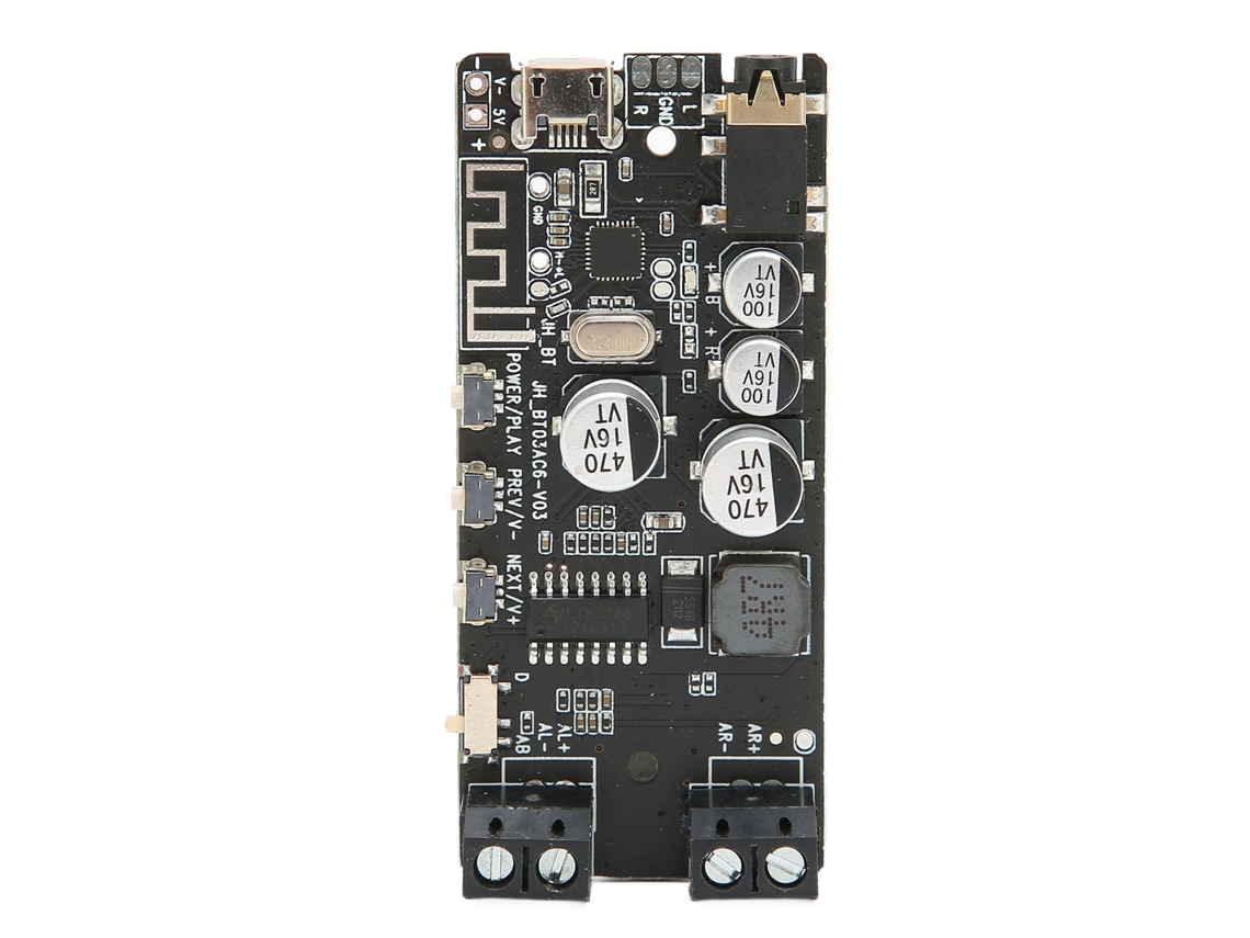 Placa Amplificadora De Potencia Estéreo De 2 Canales Bluetooth 5.0 Con Control Por Botón.