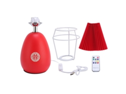 Lámpara De Mesa Roja Plisada Con 3 Ajustes De Temperatura Regulables Y Mando A Distancia Para Dormitorio.