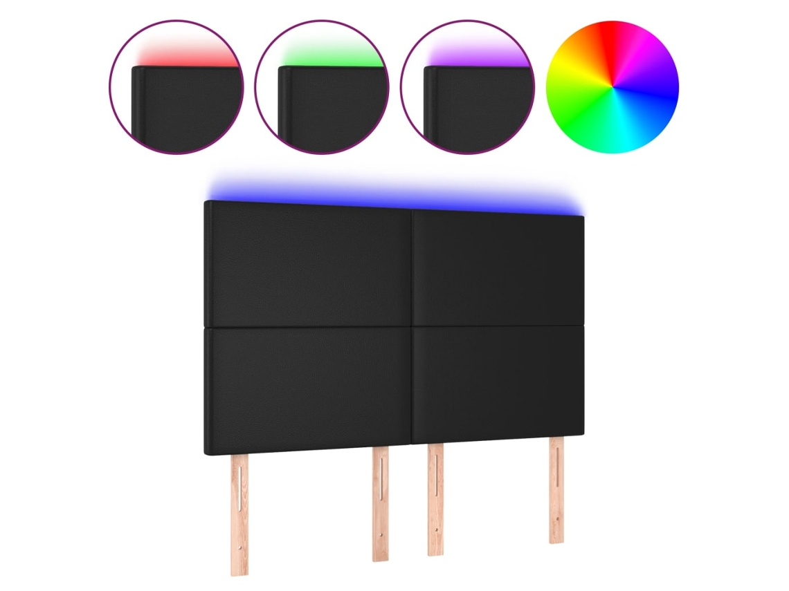 Maison Exclusive - Cabecero Con Luces Led Cuero Sintético Negro 144x5x118/128 Cm
