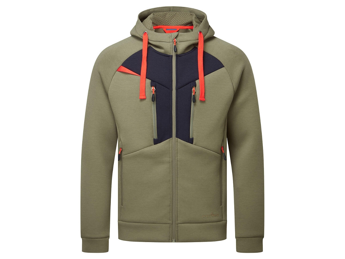 Sudadera con capucha y cremallera Dx4 – Ligera y cómoda, color óxido / XL
