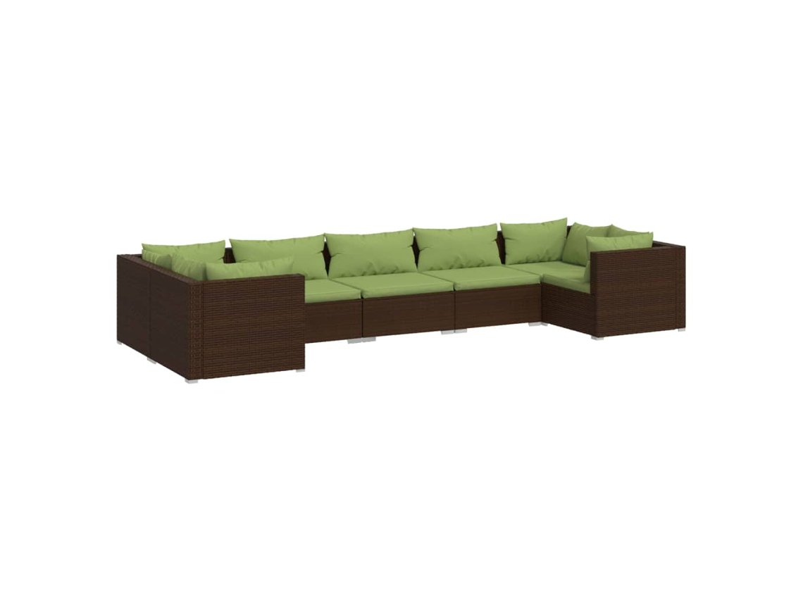 Conjunto 7 muebles de jardín VIDAXL y cojines ratán sintético marrón