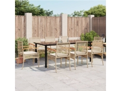 Juego de comedor de jardín de 9 piezas con cojines de mimbre beige de DKD Home Decor
