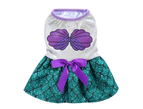 Perro Sirena Disfraz Púrpura Concha Verde Sirena Tutú Cachorro Perro Vestido Perro Disfraz Disfraces De Halloween ELKUAIE M