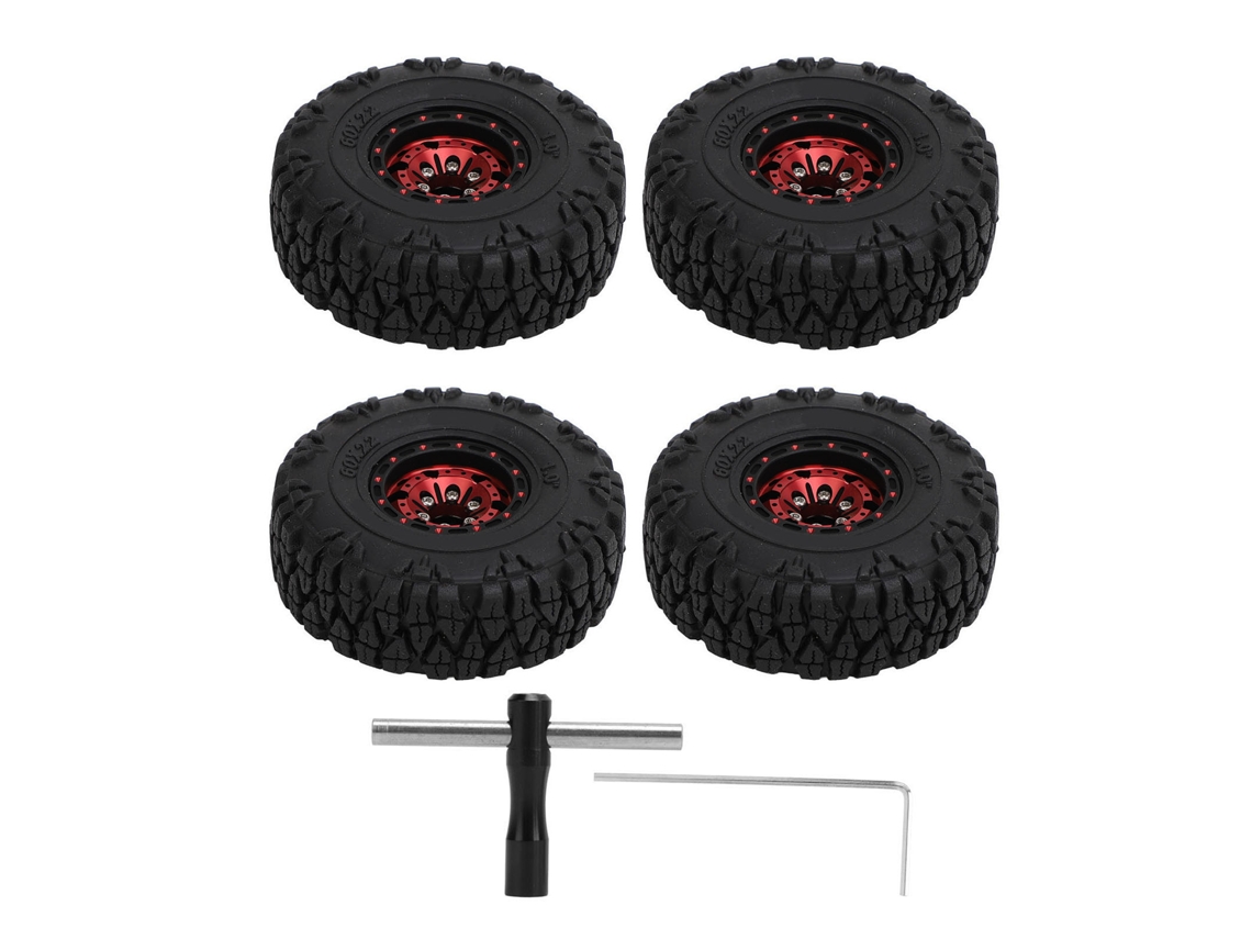 4 Ruedas Pequeñas Rc De Aleación De Aluminio Compatibles Con Coches De Escalada A Escala 1/18 Y 1/24 Scx24 Rojas