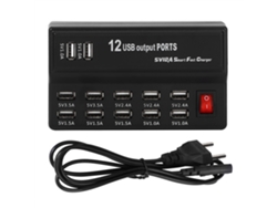 Cargador rápido USB Worten de 12 puertos para uso doméstico.