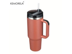 Taza térmica de acero inoxidable con asa, tapa y pajita, modelo Mdug para mujer (estilo 4)