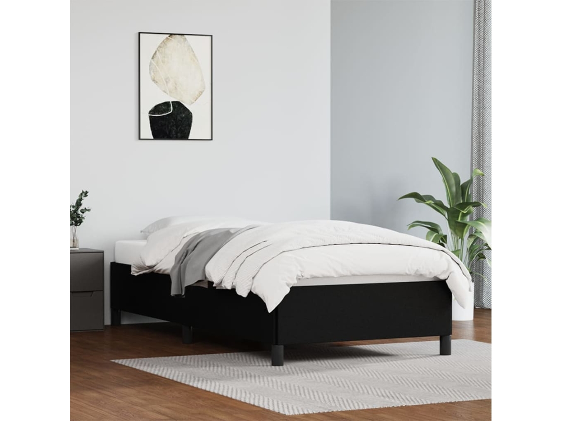 Estructura De Cama Sin Colchón Cuero Sintético Negro 100x200 Cm