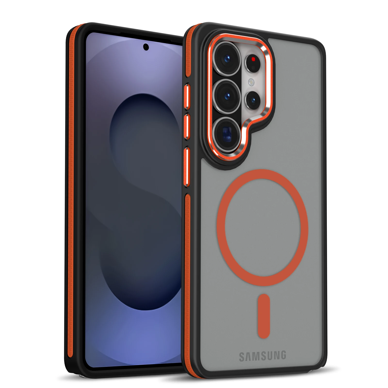 (galaxy S23 Fe, Naranja) Funda Magnética Mate Para Teléfono Samsung, Resistente A Golpes Y Caídas, Con Cubierta Trasera Rígida.